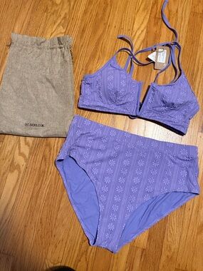 Berlook Lavender High-Waist Bikini Set - Floral Texture